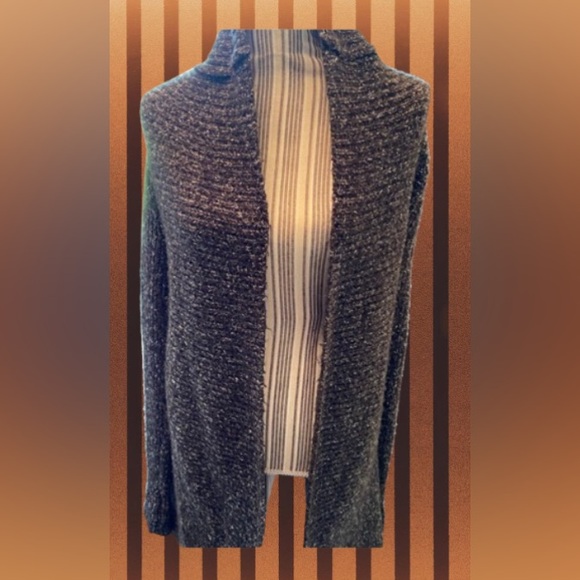 Cache open front black & white tweet sweater size medium - Picture 12 of 13